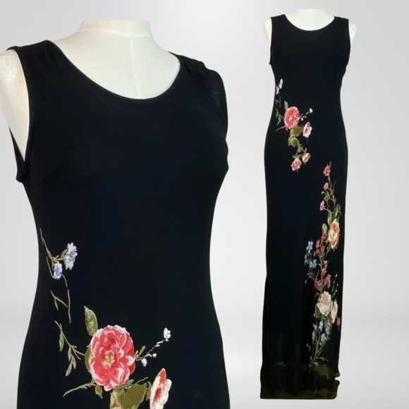 dressbarn Dresses & Skirts - Vintage 90s Dressbarn Womens Beaded Maxi Dress Size L Whisigoth Fairy Grunge Y2K